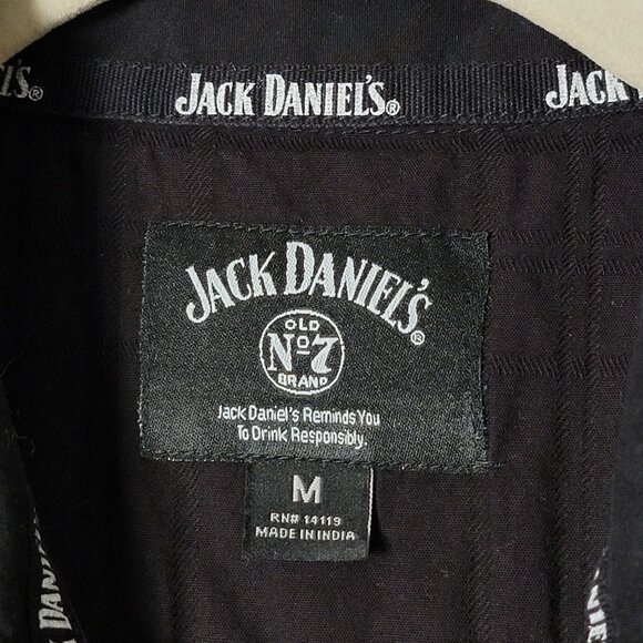 Jack Daniels Mens Black Western Embroidered Long Sleeve Pearl Snap Shirt Medium - Picture 8 of 9
